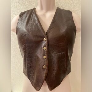 Karen Kane Leather Vest M Brown